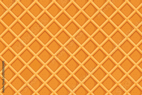 Seamless waffle cone texture background with diagonal lattice grid and warm golden biscuit pattern for ice cream packaging, sweet food backdrop, crispy dessert surface, and bakery wallpaper.