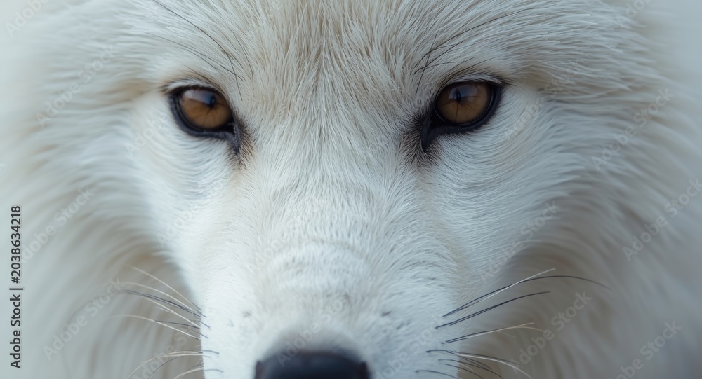 Naklejka premium Close up view of soft pearly white fur on an Arctic fox
