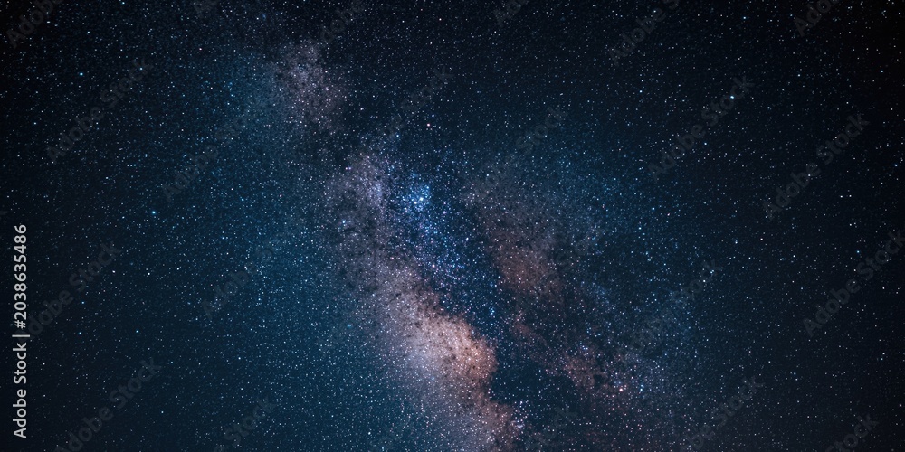 Obraz premium enhanced long exposure shot of milky way galaxy with added grit star dust effect