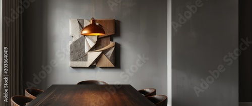 Gray wall with abstract geo...