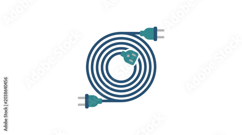 Fotografia Electrical cord coiled in a circle with plugs on both ends.