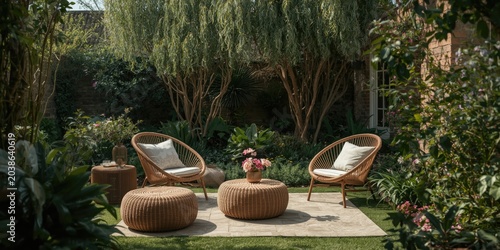 Cozy garden seating area wi...