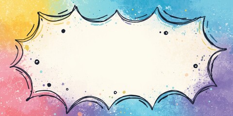 Colorful Doodle frame design in yellow blue and violet tones for raster background use