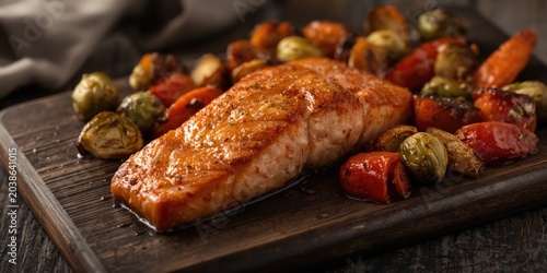 Crispy skin salmon fish fil...