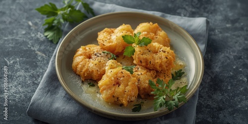 Fried shrimp delicately coa...