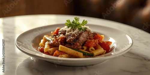 Flavorful beef steak pasta ...