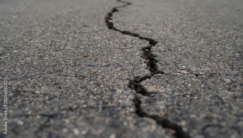 Cracked pavement detail wit...