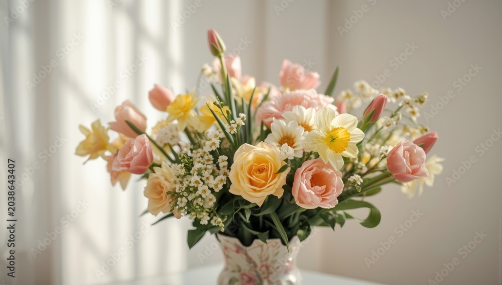 Obraz premium Elegant spring flower setup to mark mothers special day festivity