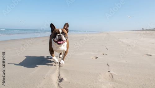 Excited French bulldog runn...