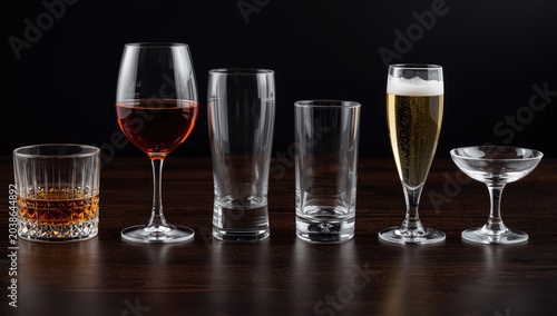Group of empty drink glasse...