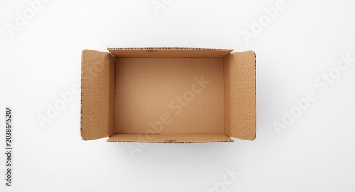 Empty cardboard box on whit...