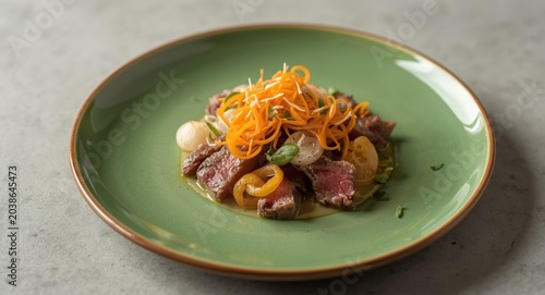 Fine dining raw beef salad ...