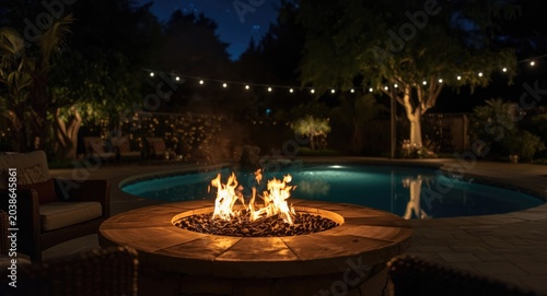 Cozy fire pit warming pools...