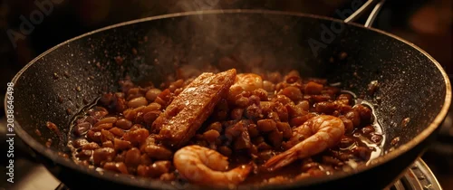 Obraz  z motywem Flavorful Thai stir fried bean paste incorporating fish or shrimp for variety