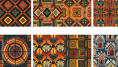 Geometric Moroccan Zellige Tile Pattern in Warm Earthy Tones with Symmetrical Design