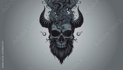 Dark skull with curled smok...