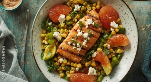 Colorful fresh salad with g...