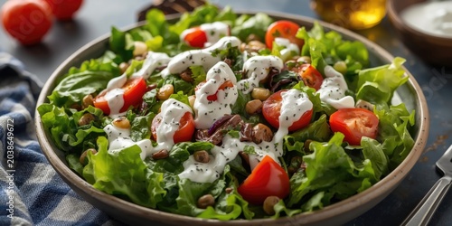 Crisp fresh salad leaves wi...