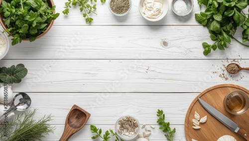 Flat lay perspective on whi...
