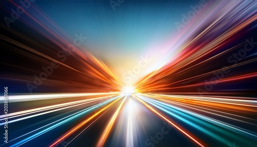 Vibrant Light Rays Accelerating To The Right Fast