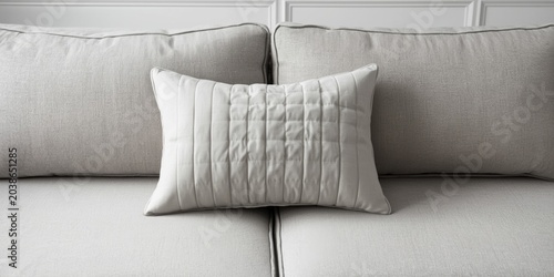 Cozy light grey pillow lyin...
