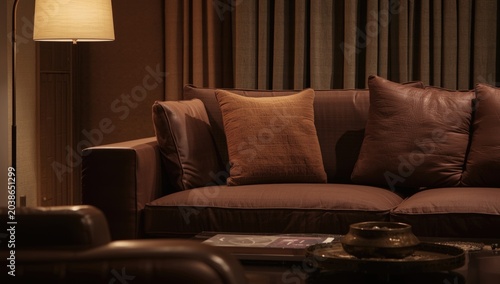 Cozy living space with brow...