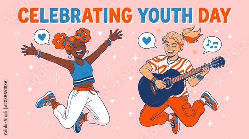 Joyful young people celebrating special occasions expressing happiness and creative spirit with music and dance conveying themes of togetherness and vibrant youthful energy for festive events