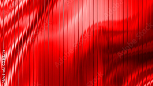 Vibrant abstract glossy red fractal glass texture with ribbed patterns and reflective light effects in abstract design.