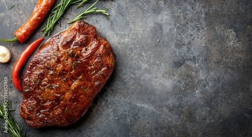 Delicious beef steak garnis...