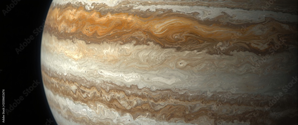 Obraz premium Close up view of Jupiter atmospheric bands in high resolution