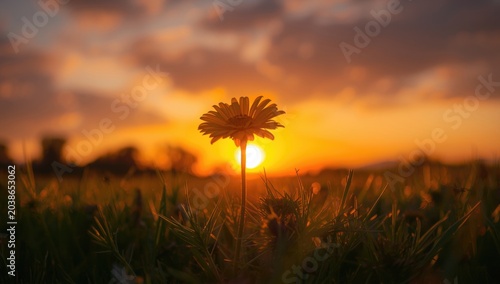 Glowing sunset backdrop wit...