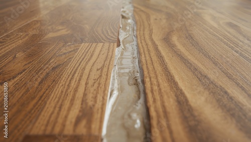 Floor gap being sealed by an applied liquid filling solution