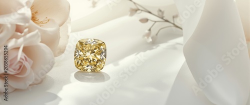 Exquisite yellow cushion di...