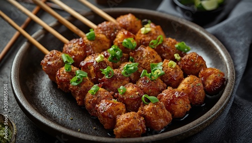 Flavorful fried skewers gar...