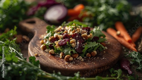 Colorful beet salad topped ...