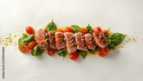 Colorful tuna dish featurin...