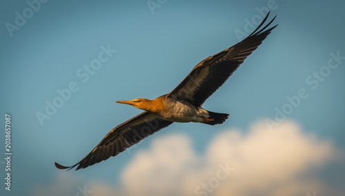 Elegant bird flying with pr...