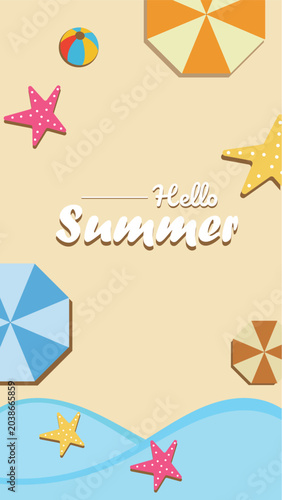 Summer Vacation Background with Beach Elements