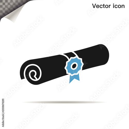 Quadro em tela Minimalist diploma icon with ribbon, symbolizing education, certification, and academic achievement