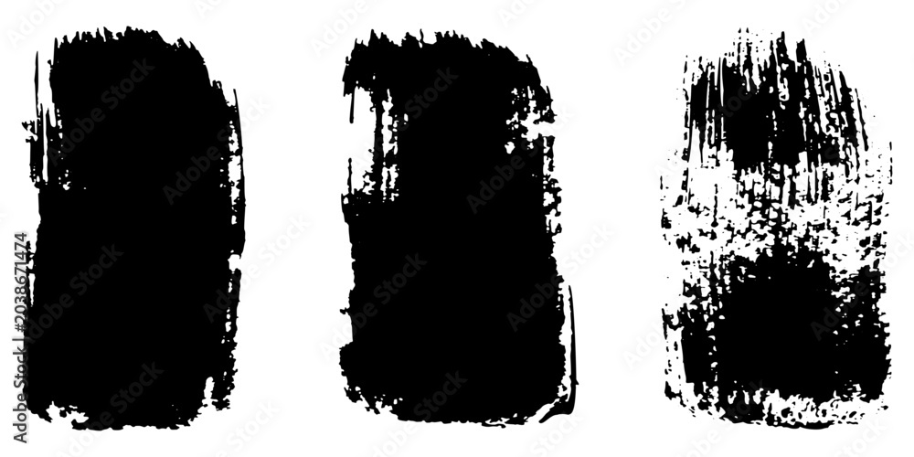 Fototapeta premium Brush stroke with spray texture vector grunge. painted by brush black ink brush strokes frame. Abstract grunge paint brush stroke set.