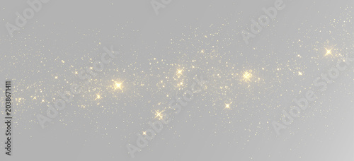 Abstract golden light flare with glowing bokeh particles texture, overlay glitter, gold bokeh png