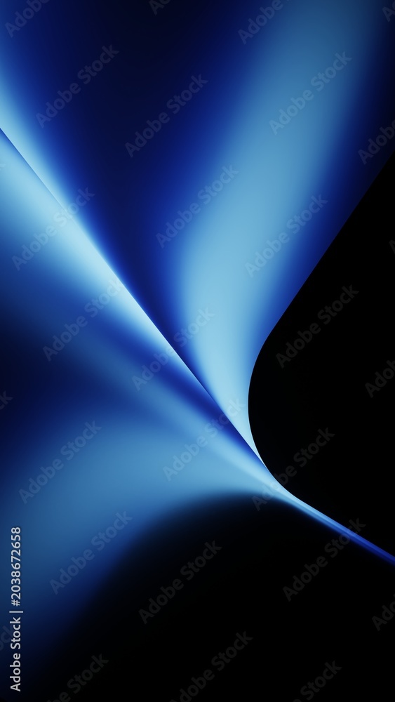 Fototapeta premium Gradient geometric background with blue vortex fold and bright core