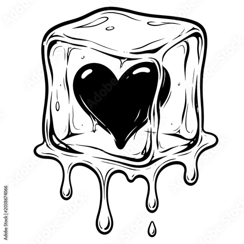 Obraz na płótnie A heart encased in ice, melting away—symbolizing love's fragility and the passage of time