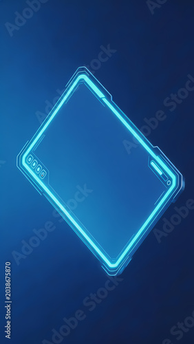 Glowing blue rectangle on dark background
