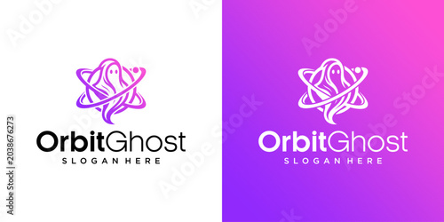 Canvas Print Modern Orbit Ghost Logo Template, Creative Space Spirit Concept with Gradient Co