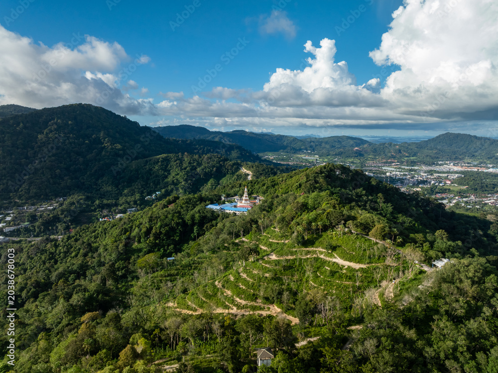 Fototapeta premium Aerial view landscape nature in summer season at Phuket island Thailand