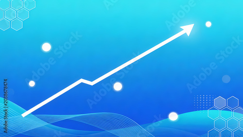 White arrow on blue gradient background