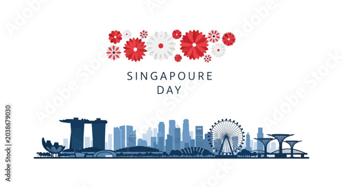 Foto Singapore Day Celebration Skyline Vector Graphic