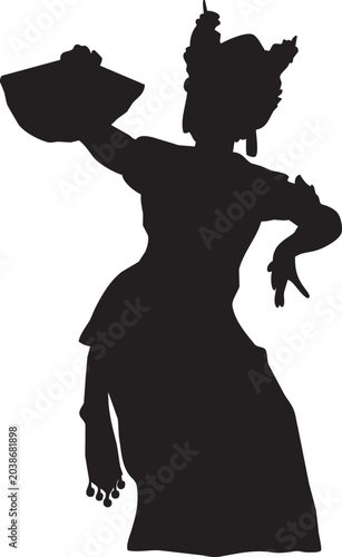 Fotografi Elegant silhouette of a traditional dancer performing a cultural ritual with int