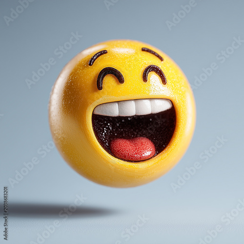 Happy smiley face on isolated gray background - ai generative